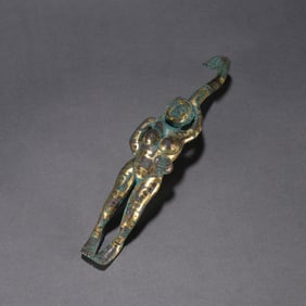 A war Han bronze file gold and silver belt hook
