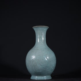 A Song Dynasty Ru kiln azure glaze ice crack gooseneck bottle