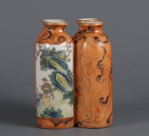 A quadruple bottle of character stories made in the Qianlong period of the Qing Dynasty