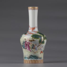 A Qing Yongzheng pastel figure bottle