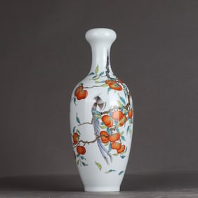 A Qing Yongzheng enamel color flower and bird vase