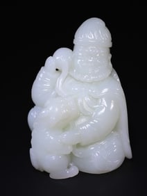 A Qing Dynasty Tian Yu Hu people washing lion ornaments