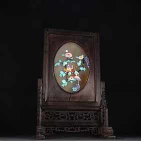 A piece of agate inlaid treasure grass insect flower pattern insert