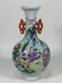 A pastel Eight Immortals figure amphora made in the Qianlong period of the Qing Dynasty