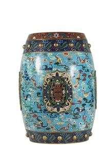 A piece of Qing copper gilt cloisonné enamel Fushou Xiudun