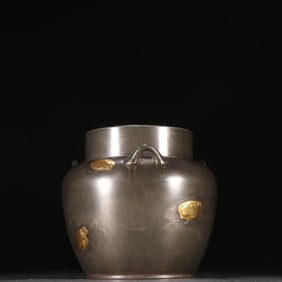 A piece of Ganmao made tin engraved golden tea jar