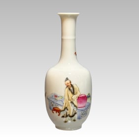 A long-diameter vase of pastel figures made in the Yongzheng era of the Qing Dynasty