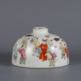 A pastel baby play picture made in the Qianlong period of the Qing Dynasty