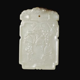 A Qing Dynasty Hetian white jade seed material Fushou Mianmian brand