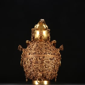 A bronze gilt bird statue