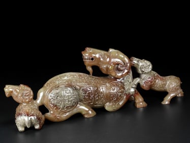 A piece of jade three sheep of the Han Dynasty
