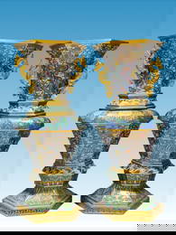 A Qing Dynasty cloisonné dragon pattern hexagonal bottle