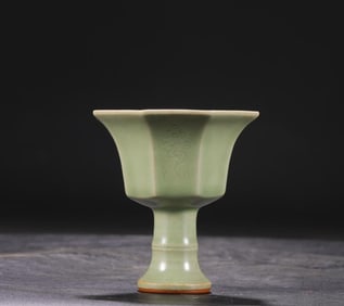 A Yuan Dynasty Longquan kiln celadon eight-sided goblet