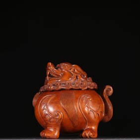 A boxwood Pixiu incense burner