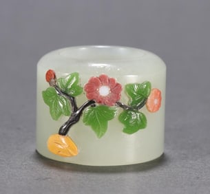 A piece of Qing Hetian jade inlaid with a hundred treasures