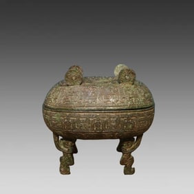 A bronze cauldron