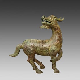 A bronze dragon head