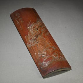 An old bamboo carved figure armrest