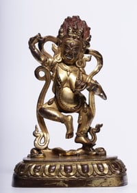 A Qing Dynasty copper gilt Vajra hand Bodhisattva