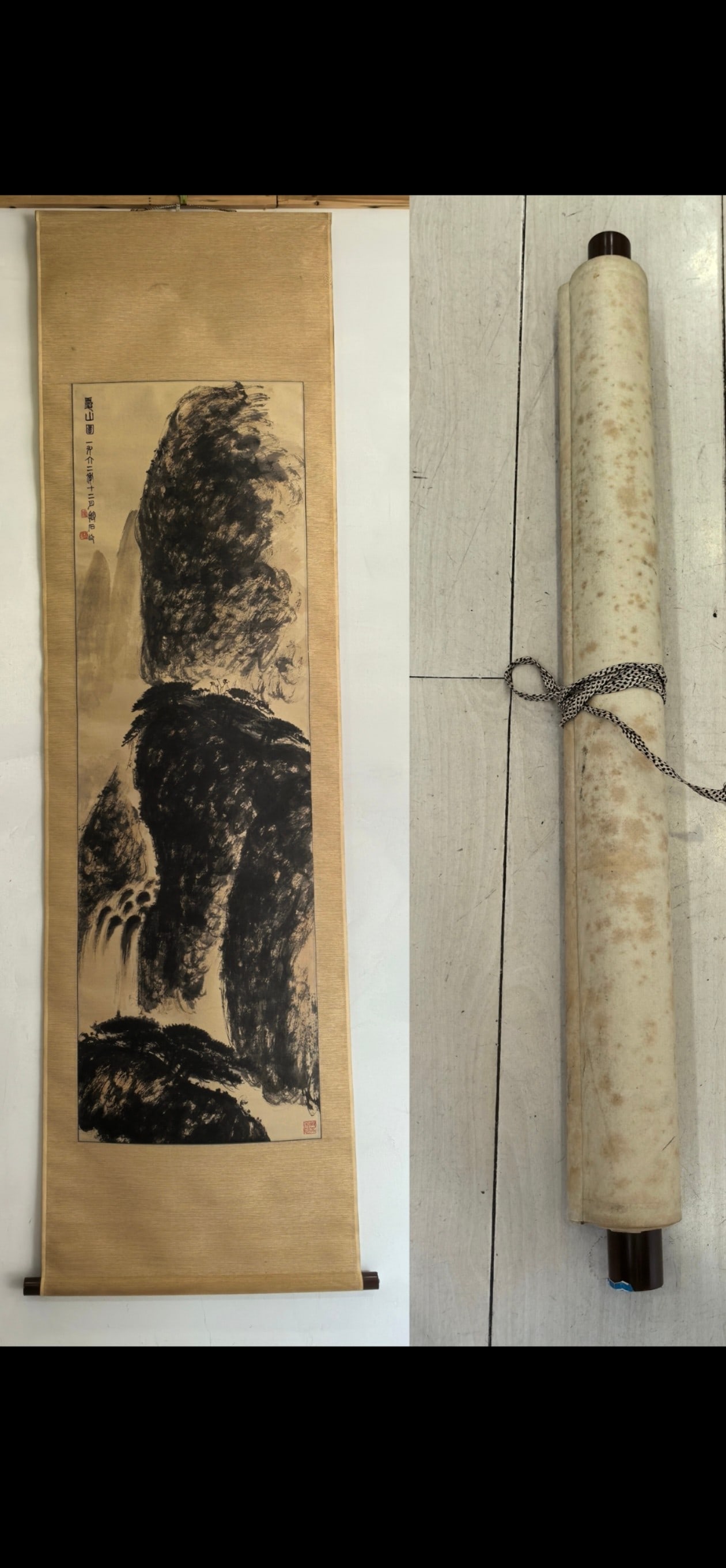 A landscape map of Fu Baoshi: Fu Baoshi's landscape painting SIZE: 137×42.5cm (The Dimensions Of All Batches Are Manually Measured.If You Need More Detailed Information, Please Contact Our Customer Service Before Bidding.)