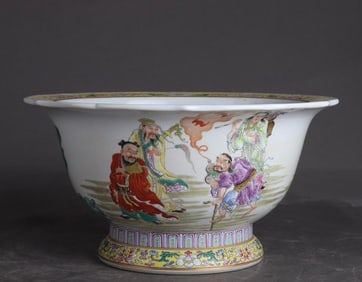 A pastel eight-immortal flower pot of Qing Shendetang