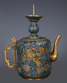 A piece of Qing Dynasty copper tire cloisonné cloisonné enamel Danfeng presents auspicious pattern
