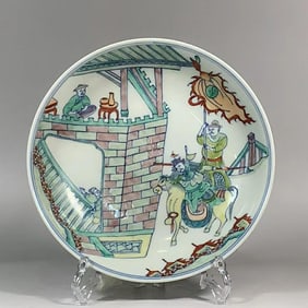 A piece of the Qing Dynasty Kangxi year system Dou painted characters empty city plan appreciation
