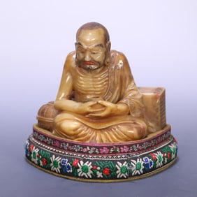 A Qing Dynasty Shoushan stone arhat ornament