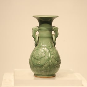 A celadon amphora carved vase