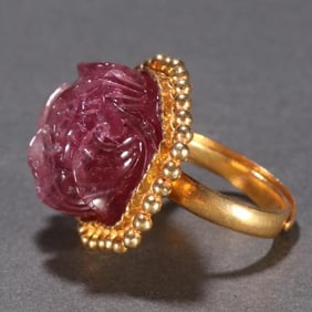 A silver-gilt tourmaline ring