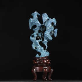 A Tang furnace Jun glaze bionic Taihu Lake stone ornament