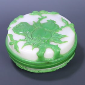 An old glass "three more" lid box