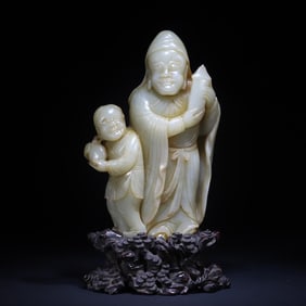 A seed material of the Qing Dynasty Hu people talk about drama ornaments