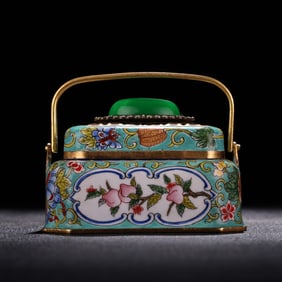 A painted inlaid gemstone cloisonné hand stove