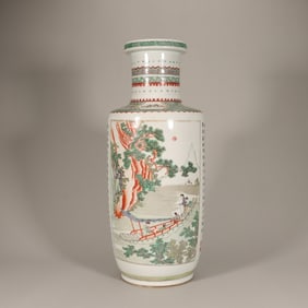 A Kangxi colorful Suzi boating poem Chibi Fu mallet bottle