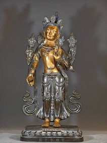 A sixth-grade Buddha tower bronze treasure Tanhua Bodhisattva