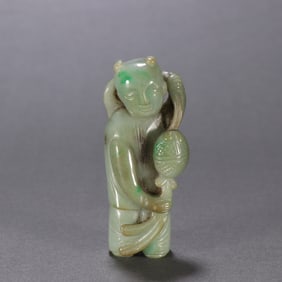 A Qing jade boy carving