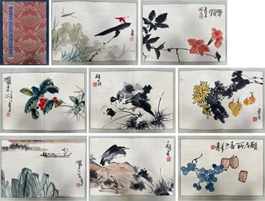 A page of Pan Tianshou's flower and bird album (eight openings)