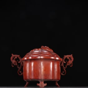 A boxwood double dragon ear three-legged incense burner