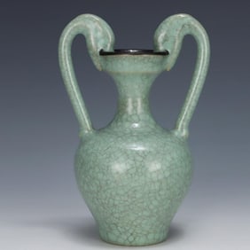 A Song Dynasty Ru kiln double dragon bottle