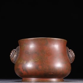A Ming Dynasty copper tire chicken ear incense burner