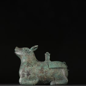 A bronze bull statue
