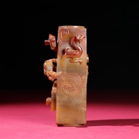 A Han Dynasty dragon and phoenix auspicious jade cong