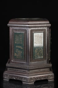 A set of Shoushan stone seals with (rosewood inlaid jasper box)