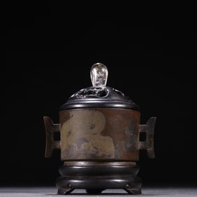 A copper tire halberd ear aromatherapy stove made by Ji Jintang