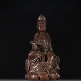 A Qing agarwood carving Ruyi Guanyin statue
