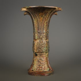 A bronze animal face pattern round statue of the Western Zhou Dynasty
