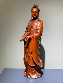 A boxwood Guanyin ornament