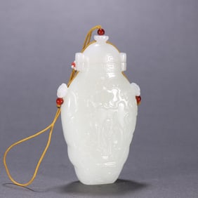 A Qing Hetian jade character story poetry vase