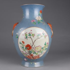 A Qing Qianlong window pastel floral amphora